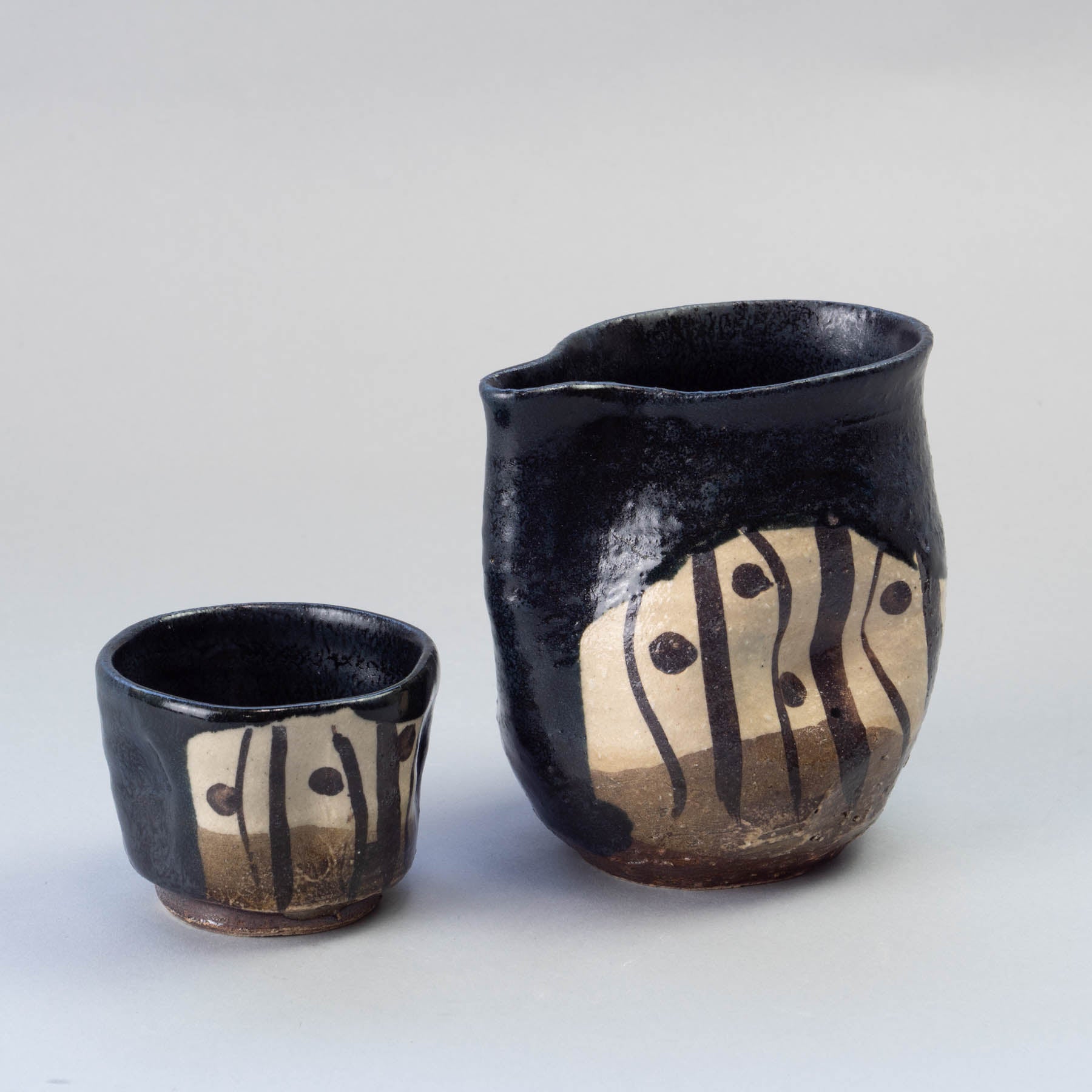 -KEIZAN WADA- KURO ORIBE Sake Set