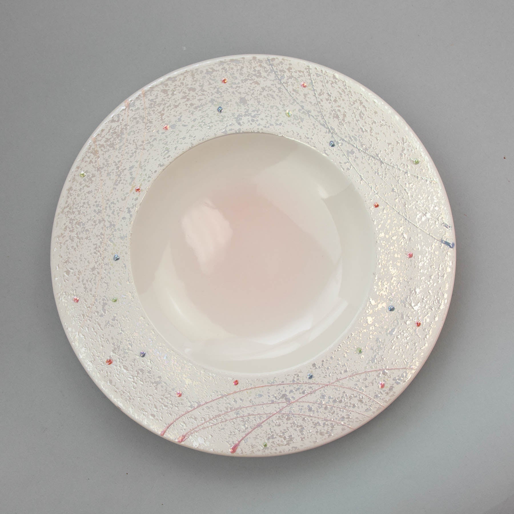 Pearl Luster D22cm Dot Rim Plate