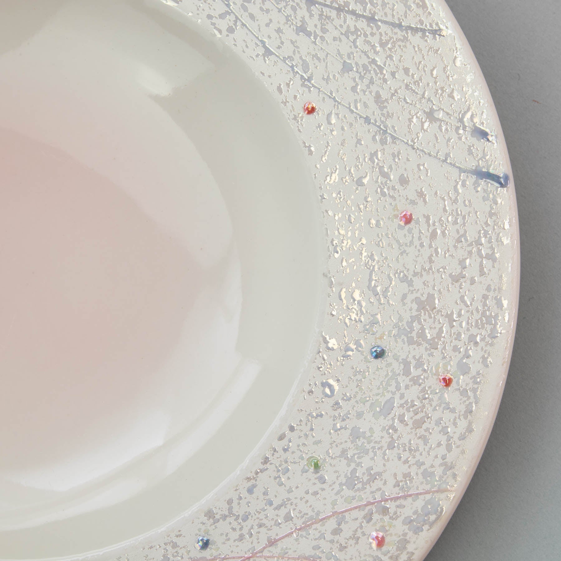 Pearl Luster D22cm Dot Rim Plate
