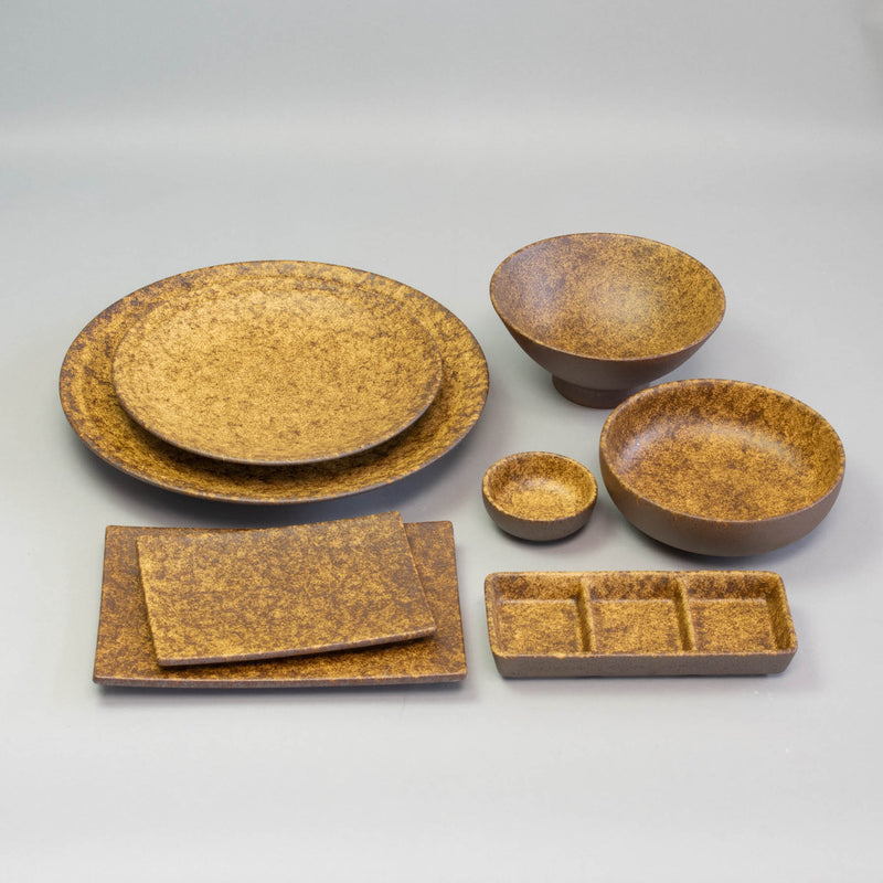 EKI Brown 17.6x7.6cm Triple Sauce Dish