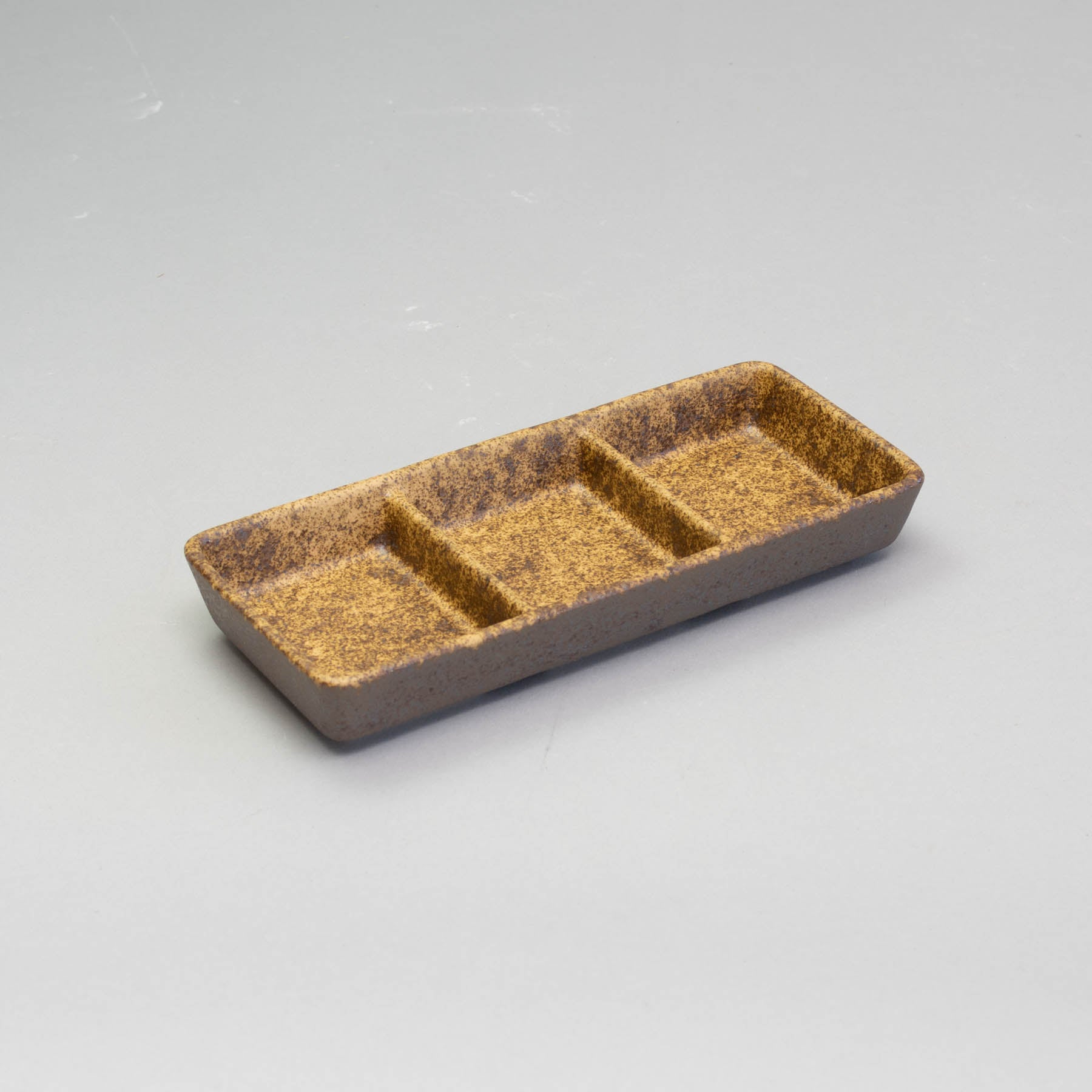 EKI Brown 17.6x7.6cm Triple Sauce Dish