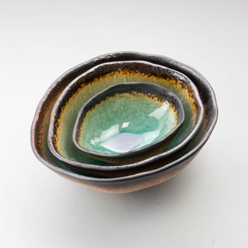 Peacock Green Oval Bowl